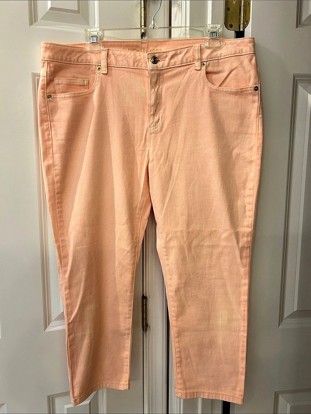 Michael Kors Izzy Cropped Skinny Jeans Pink Waist 14